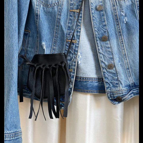 Cute fringe black mini-bag /purse - Picture 2 of 11